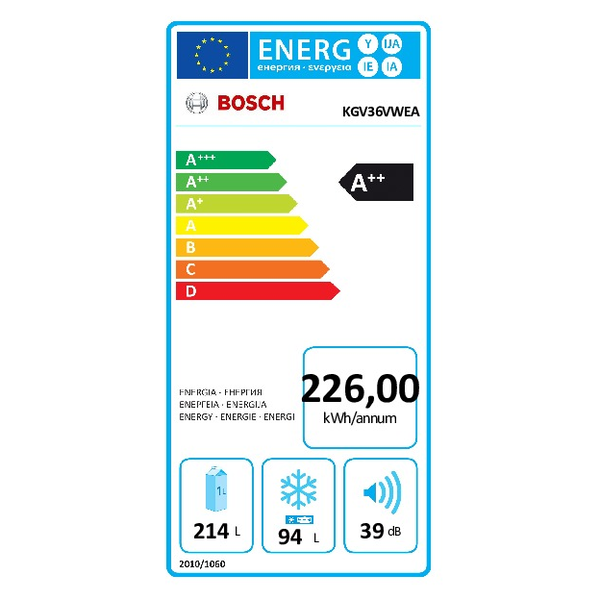 Bosch KGV36VWEA koel-vriescombinatie A++ 186cm