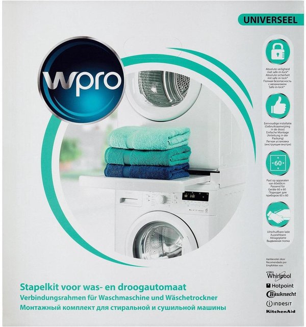 WPRO stapelkit wasmachine droger + lade + spanband Veilig